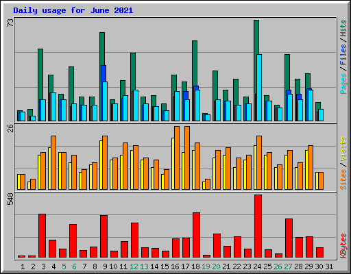 Daily usage for June 2021